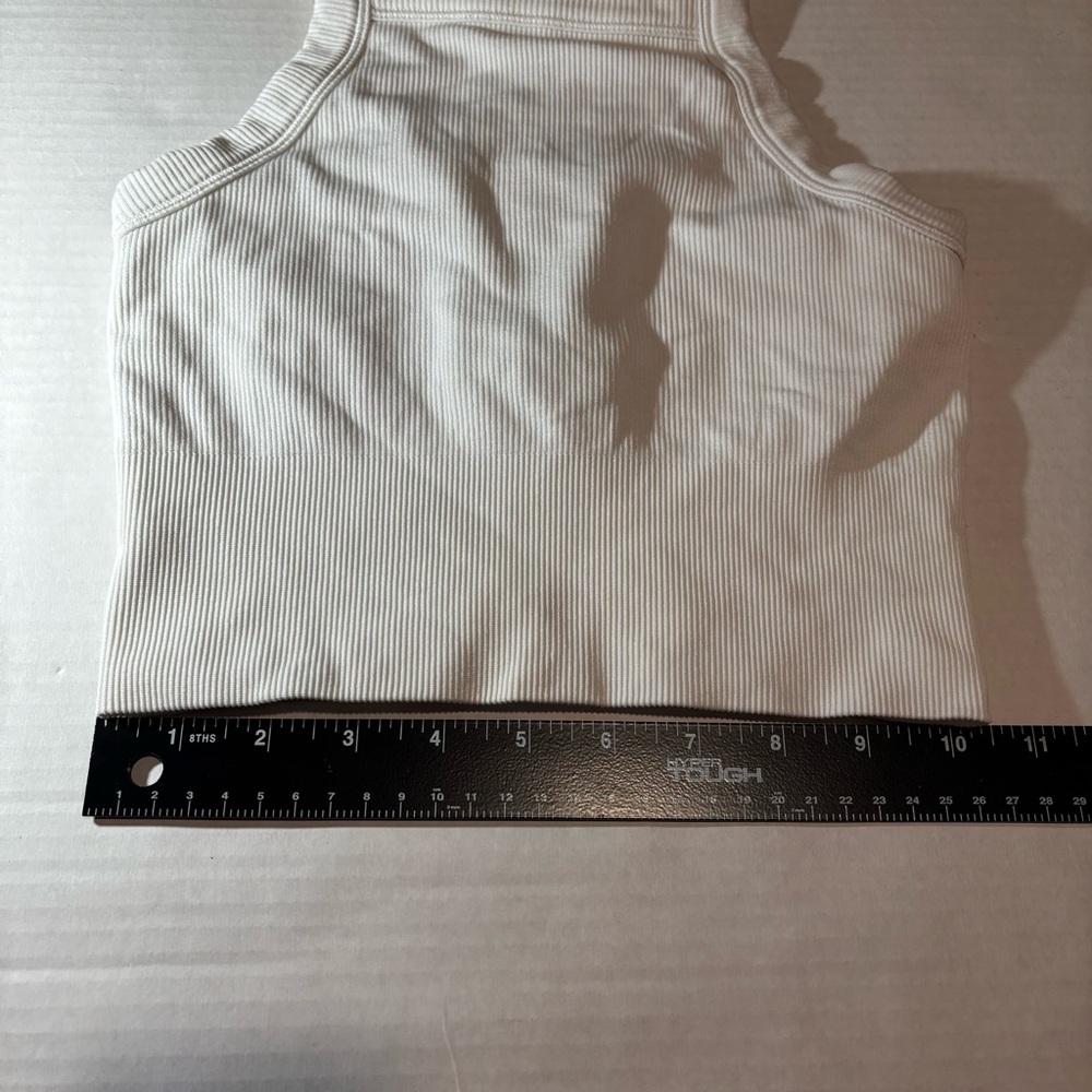 Athleta high neck ribbed crop athletic tank top sports bra racerback white XXS - Picture 3 of 9